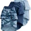 Toby II - The Perfect Tee, 3 Pack Short Sleeve Pet T-Shirt 100% Organic Cotton Tees Clothes for Small, Medium, Large Dogs, Navy Camo, XX-Small (XX-Small (4-7 lbs))