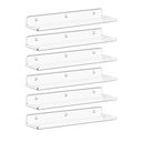 Lifewit Floating Shelves for Wall, 6 Pack 15" Clear Acrylic Shelf Room Decor for Book/Figures/Photo/Makeup in Bathroom, Book Shelf, Living Room, Bedroom, Kitchen Storage and Organization