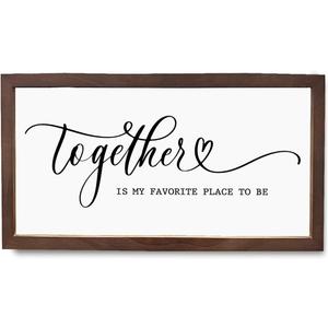 Decorative Wooden Sign, Rustic Wall Plaque, Master Bedroom Decor, Romantic Home Decor, Above Bed Wall Decoration, Living Room Decors, Family Signs, Together is My Favorite Place to Be Sign (Style 01)