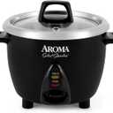 Aroma Housewares Select Stainless Rice Cooker & Warmer with Uncoated Inner Pot, 3-Cup(uncooked)/6-Cup(cooked)/ 1.2Qt, ARC-753SGB, Black