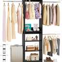 Besiost 48" Closet Organizer System, 4FT Closet System for Small Closets with 4 Hanging Rods & 3 Shelves, 80"H Small Closet Organizers and Storage for Bedrooms, Cloakrooms, Black