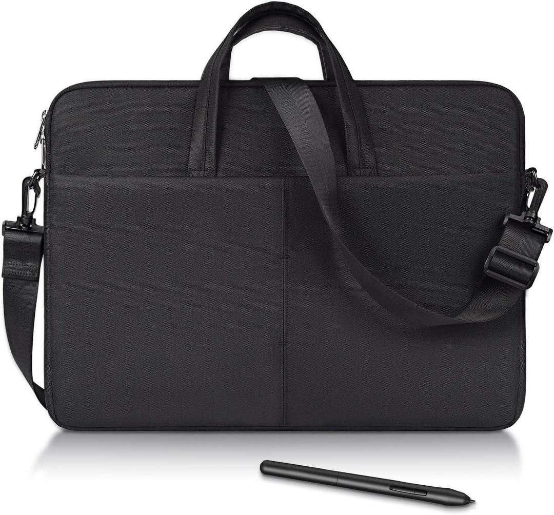 Graphics Drawing Tablet Sleeve Case Bag Compatible with Wacom Cintiq 16/Pro 17, XP-Pen Artist15.6 Pro V2, Huion Kamvas Pro 16, Travel Shoulder Carrying Bag with Strap, Black