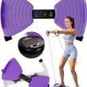 Waist Twister Machine with Smart Digital Counter and Resistance Bands 300 Lbs Capacity, Noiseless Ab Twister Board for Home Exercise, Fitness Equipment Ideal for Women to Burn Belly Fat and Tone Body (Purple)