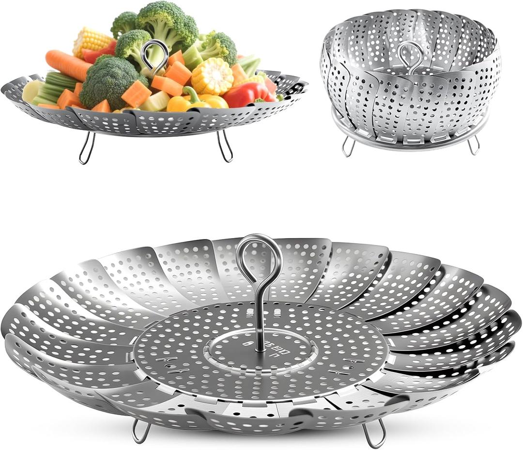 Steamer Basket Stainless Steel Instant Pot Accessories for Food and Vegetable, Zocy Premium Expandable Steam Basket to Fit Various Size Pots Medium (6.1" to 10.2"))