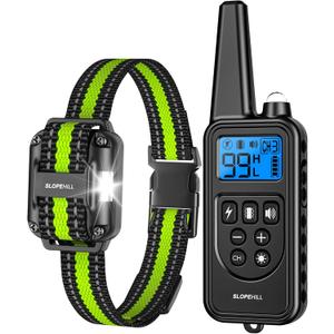 SLOPEHILL Dog Training Collar,4200FT Remote Shock Collar for Dogs 8-140lbs
IP68 Waterproof e Collar with Beep, Vibration, Safe Shock, Light ,No Shock Modes,Dog Collar with Removable Prongs,Green