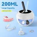 Dental Ultrasonic Retainer Cleaner Machine - 45kHz Cleaning Pod for Dentures, Mouth Guard, Aligner, Night Guard, Toothbrush Heads & Jewelry, 4 Cleaning Modes, Digital Timer, 200ML Capacity, White
