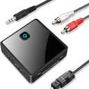 Isobel Bluetooth 5.0 Transmitter Receiver (Optical, 3.5mm AUX, RCA), Low Latency Wireless Audio Adapter Bluetooth AUX Adapter for TV PC Car/Home Stereo System up to 2 AirPods Wireless Headphones