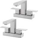 Bathroom Sink Faucet, Hurran 4 inch Brushed Nickel Bathroom Faucets for Sink 3 Hole with Pop-up Drain and Supply Lines, Stainless Steel 2-Handle Faucet for Vanity RV Restroom, 2 Pack