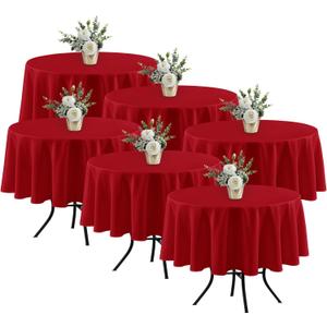 Fitable 6 Pack Red Round Table Clothes - 70 Inches in Diameter - Stain Resistant and Washable Tablecloths, Polyester Fabric Table Covers for Wedding, Party, Banquet, Gathering