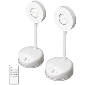 GARTO Spotlight Battery Operated, Motion Sensor Picture Light LED Cat-Eye Bulb Wall Sconce, Stick on Display Accent Lighting Dimmable 360° Rotation Rechargeable for Paintings (White, 2Pack-Remote)