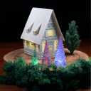 BESPORTBLE 3pcs Acrylic Led Christmas Trees Set with Colorful Glowing Lights Battery Operated Tabletop Holiday Decor for Home Party White