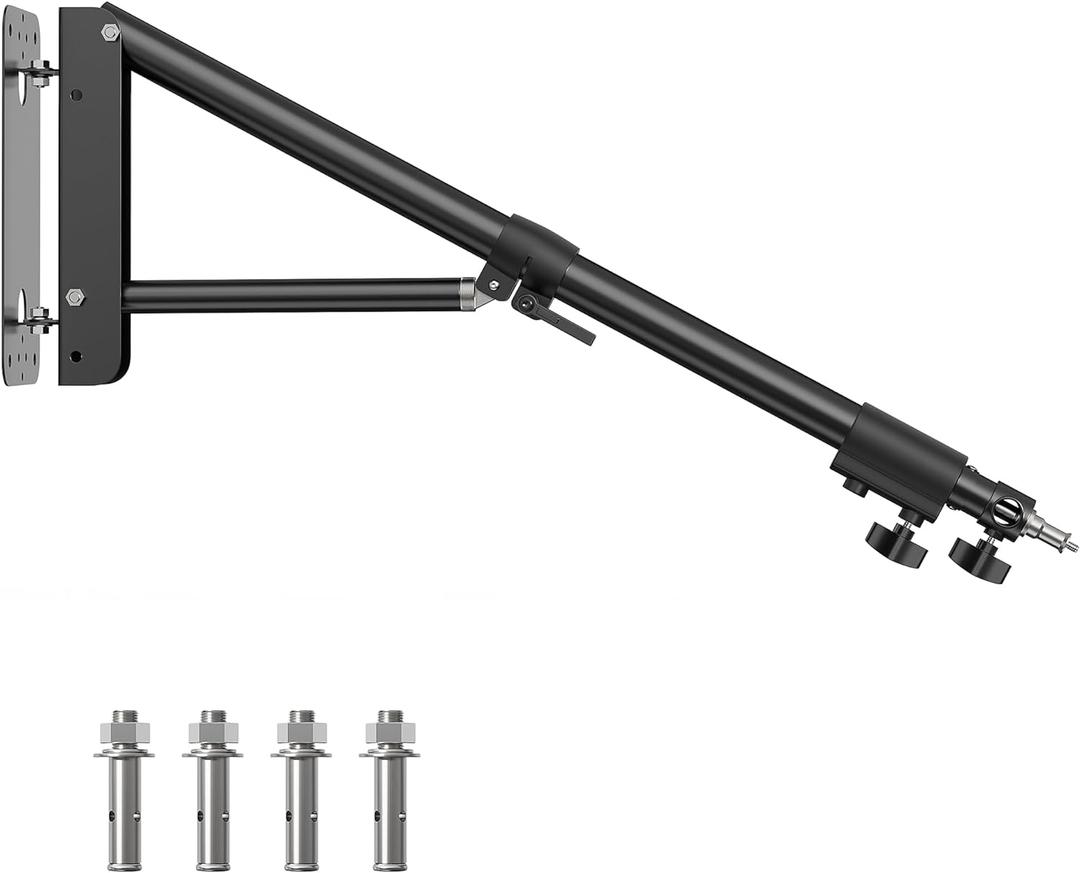 Ring Light Mount - Wall Mount Triangle Boom Arm 4.3ft/130cm Wall Stand Tirpod Support 180Flexible Rotation for Studio Video Light, Monolight, Photography, Softbox, Reflector (4.3Ft)