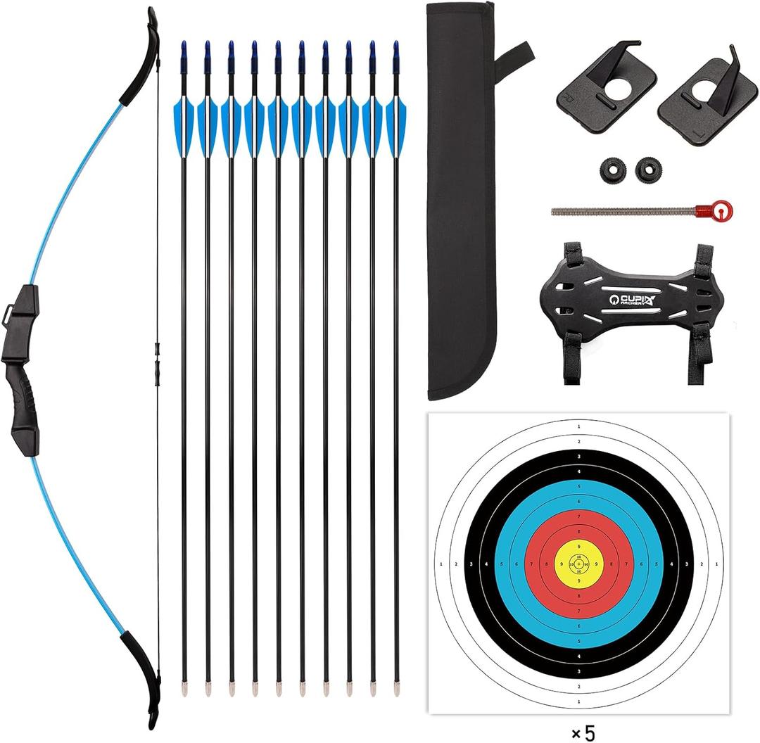 LWANO Bow and Arrow Set for Kids, Archery Beginner Gift with 10 Arrows, 5 Target Face, Ideal for Kids, Youths, Teens, Perfect for Left & Right Handers (Blue)