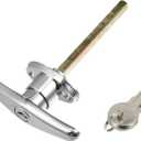 X AUTOHAUX 1 Set Universal Garage Door Keyed T-Handle Lock Kit Shed Door Lock T Handle with 2 Keys for Most Brands of Truck Caps Camper Recreational Vehicle Barns Chrome Silver Tone