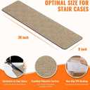 Stair Treads Non-Slip for Wooden Steps, 15Pack - 8" x 30" Edging Stair Runner Indoor for Kids Elders & Pets, Washable Carpet Stair Treads with Peel & Stick Reusable TPE Backing, Beige