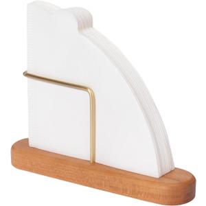 Cone Coffee Filter Holder, Stand Coffee Filter Storage, Coffee Filter Container for V60 Paper Coffee Filters Size #01 and #02, Cherry Wood & Brass