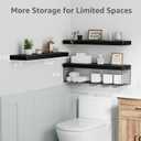 QEEIG Bathroom Shelves 24 inches Long - Floating Shelf for Wall Over Toilet Paper Storage Basket Farmhouse Set of 3, Black (019-60B3), 23.6"