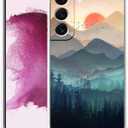 Mountain and Sunrise Case for Samsung Galaxy S22,Natural Scenery Painting,Unique Soft TPU Bumper Case Compatible with Galaxy S22