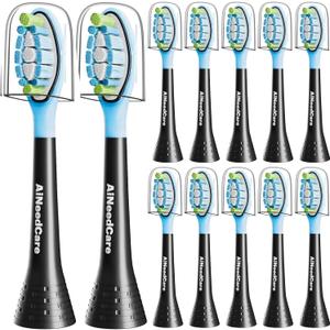 12 Pack Toothbrush Replacement Heads for Philips Sonicare, Electric Brush Heads Compatible with Phillips Sonic Snap-on Care Head (Black)