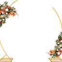 Metal Open Arch Backdrop Stand,Set of 2 Gold Curved Arch Backdrop Stand Half Moon Wedding Arches for Ceremony,Birthday,Anniversary,Baby Shower,Floral Stand,Ramadan Decoration (6.7FT & 5.8FT)