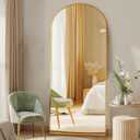 DUMOS 64"x21" Arched Full Length Floor Mirror, Full Body Mirror with Stand, Shatterproof Tempered Glass, Modern Aluminum Alloy Frame, Free Standing or Leaning for Home Decor, Gold