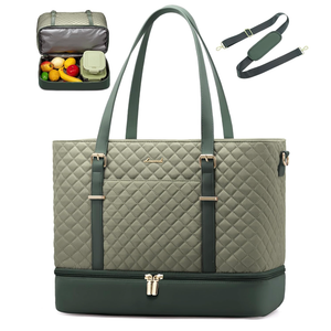 LOVEVOOK Lunch Tote Bag for Women, 15.6 Inch Laptop Work Bag With Lunch Compartment & Large Cup Holder, Lightweight Work Briefcase for Travel, Bussiness, Teacher