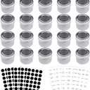 Bekith 20 Pack Magnetic Spice Tins Storage Spice Containers, Clear Top Lid with Sift or Pour, Magnetic on Refrigerator and Grill, 240 PVC Spice Label Set