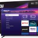 Roku Smart TV 75-Inch Pro Series 4K QLED RokuTV with Backlit Roku Voice Remote Pro, Dolby Vision IQ, 120Hz Refresh Rate Live Local News, Sports, Gaming