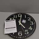 JoFomp Wooden Glow in The Dark Clock, 12 inch Silent Non-Ticking Battery Operated Clock, Energy-Absorbing Luminous Numerals and Hands, Lighted Wall Clock Decoration (Black, 12 INCH)