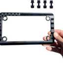 TACTILIAN Motorcycle American Flag License Plate Frame - Subdued 3D Embossed USA Flag in Gloss on Matte Black Finish for Motorcycle, Scooty, Harley