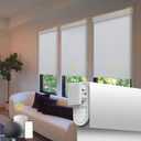 Motorized Blinds No Drill Automatic Blinds for Windows Cordless Roller Shades Electric Blinds with Remote Control Smart Blinds (White, 26.5 x 72)