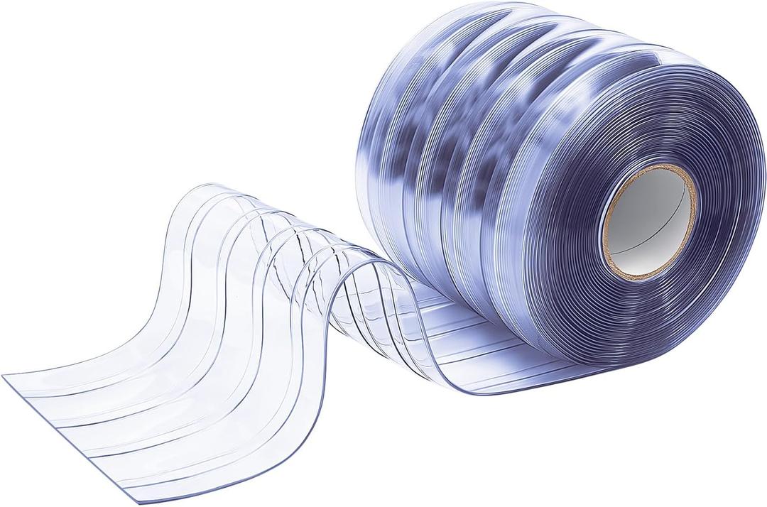Moukeren Plastic Curtain Strips, 50 ft x 8 in Clear PVC Strip Curtain Roll, Heavy Duty Plastic Insulated Freezer Door Strips for Commercial, Walk-in Cooler, Garage, Warehouse, 0.08" Thickness