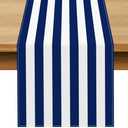 Buxiuer Navy Blue and White Striped Table Runner Nautical Theme Birthday Party Decoration Wedding Dining Room Home Kitchen Table Decor (13" x 72")