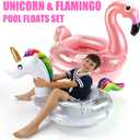 2 Pack Inflatable Unicorn Flamingo Pool Floats for Kids, Toddler Pool Float Fun Swimming Toys Party Decorations Pool Float for Kids Boys Girls,Summer Beach Water Toys