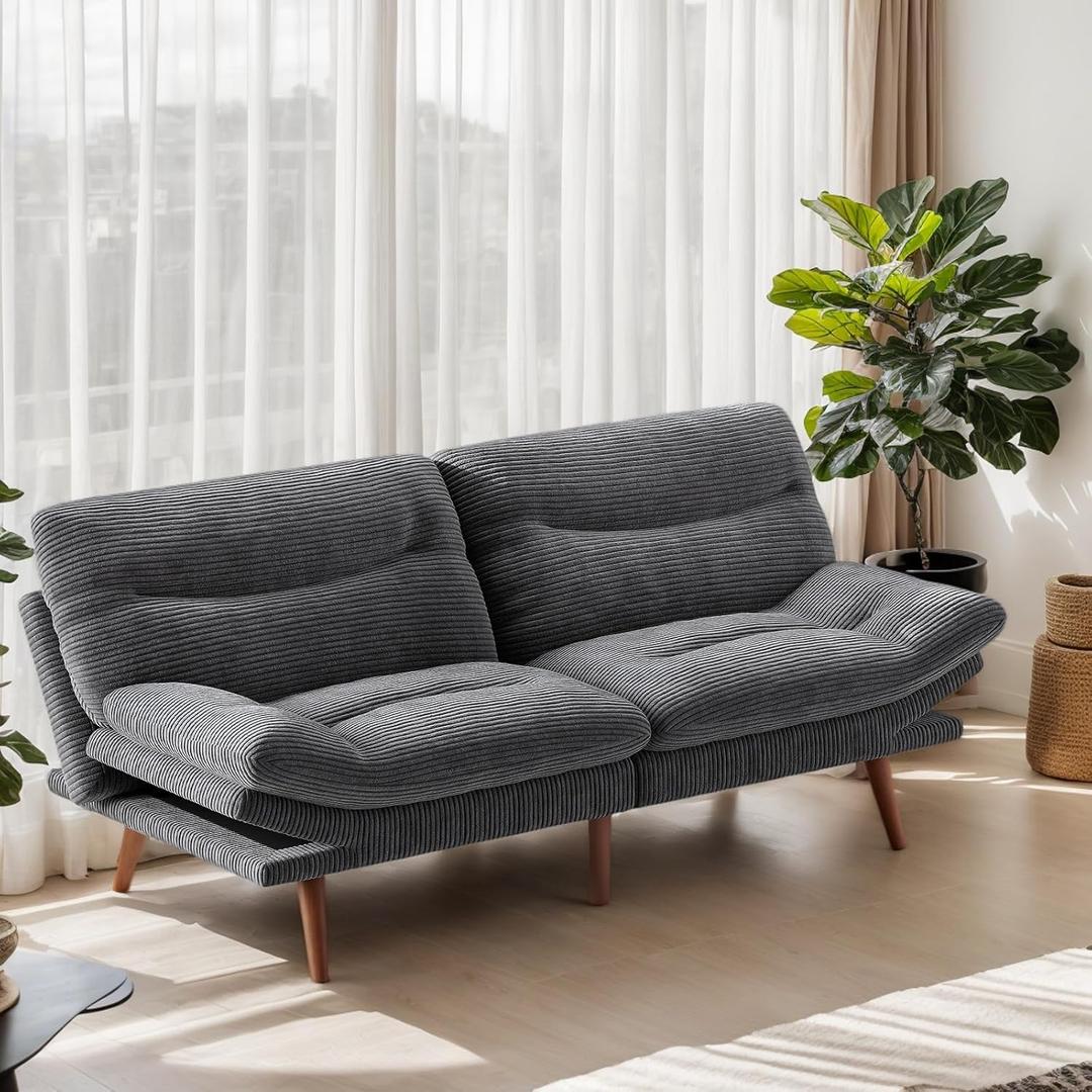 Marsail Futon Sofa Bed, Grey, 66 inch