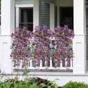 Geegoods Artificial Flowers for Outdoors Decoration, 4Pcs Faux Hanging Mums UV Resistant Realistic Silk Flowers for Outside Patio Porch Garden Yard Balcony Fall Decor (Double Purple)