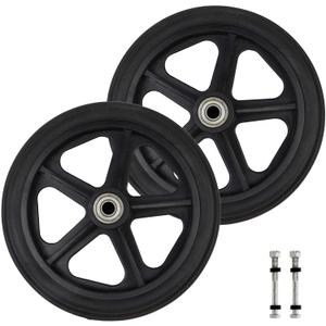 Woogim 2PCS Black Rollator Front Wheel Replacement 6.69" Rubber Replacement Wheelchair Wheels Wheelchair Non Slip Walker Front Wheels for Walker