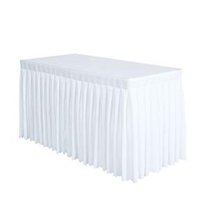 Surmente 10 Pack White Table Skirt, 14ft Polyester Tablecloth for Weddings, Banquets, or Restaurants