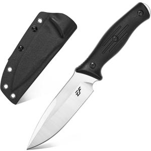 Eafengrow EF140 Fixed Blade Knife, AUS-10 Steel Blade,G10 Handle Full Tang EDC Tool Straight Knife for Working Camping Survival (black)
