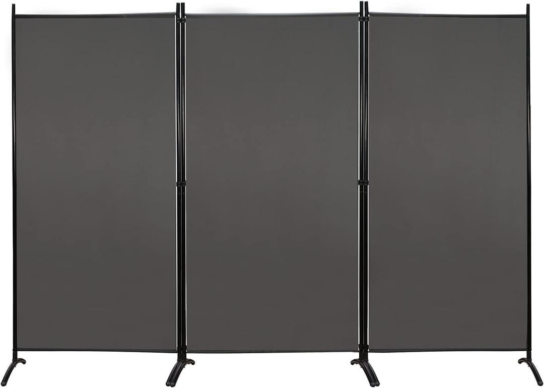 MAYOLIAH Partition Room Dividers 3 Panel Folding Privacy Screens 6 Ft Tall Portable Office Walls Dividers for Room Separator 102"x20"x71", Grey