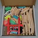 Tiny Land Wooden Train Set for Toddler - 39 Pcs- with Wooden Tracks Compatible with Major Brands - Expandable, Changeable-Train Toy for 3 4 5 Years Old Girls & Boys