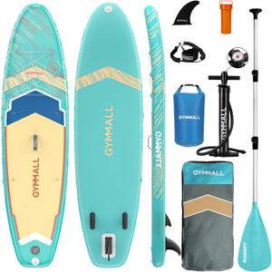 Paddle Board, Inflatable Stand Up SUP Paddle Boards for Adults & Youths of All Skill Levels, Wide & Non-Slip Deck Design Blow Up Paddleboards with Premium Accessories & Storage Bag (Green)