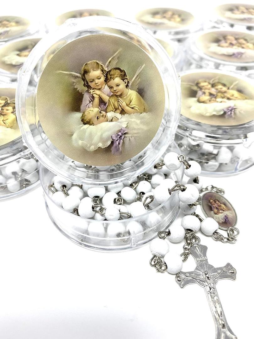 YRP 12 Pcs Baptism White Scented Rosaries with Individual Gift Box - Christening Favor YRP 12 Pcs Baptism White Scented Rosaries with Individual Gift Box - Christening Favor