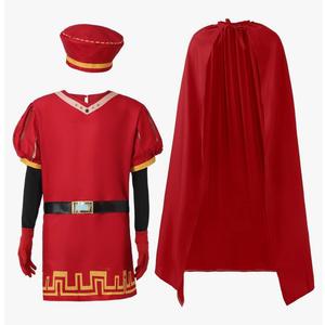 Halloween Men Costume Outfits Red Cloak Top Robe Cape Glove Belt Oversleeve Halloween Cosplay Fancy Dress, Large