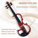 Electric Violin, 4/4 Full Size Solid Silent Fiddle with Ebony Fittings, Silent Electric Violin Kit for Beginner Students (Mahogany)