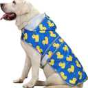 Dog Raincoat Hooded, Waterproof Rain Coat for Dogs with Adjustable Belly Strap, Reflective Strips, Lightweight Slicker Poncho Rain Jacket for Large Dogs (Blue Duck)