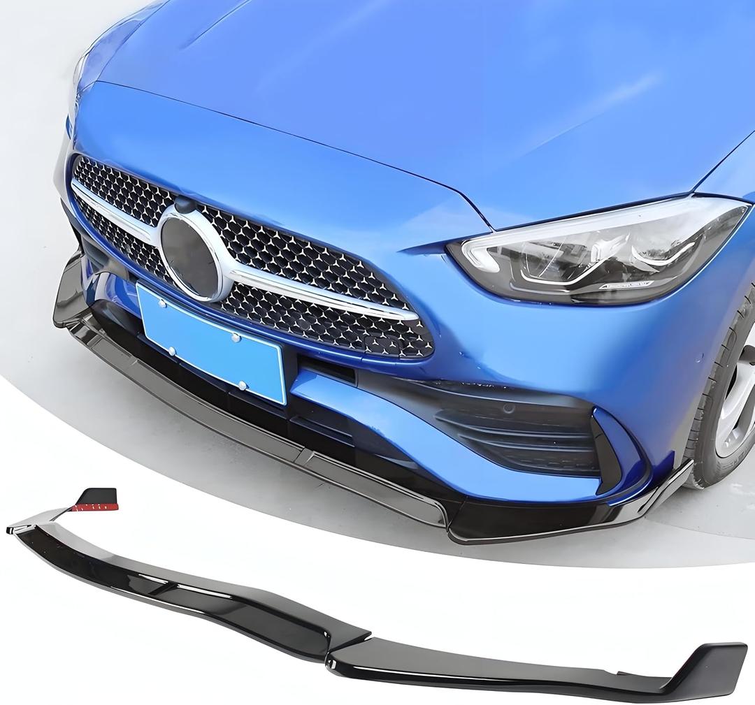 Front Bumper Lip Splitter Spoiler Compatible with Mercedes C-Class C300/ C43/ W206 2022-2025 (AMG Line Model Only), Gloss Black 3pcs Air Chin Body Kit Exterior Accessories