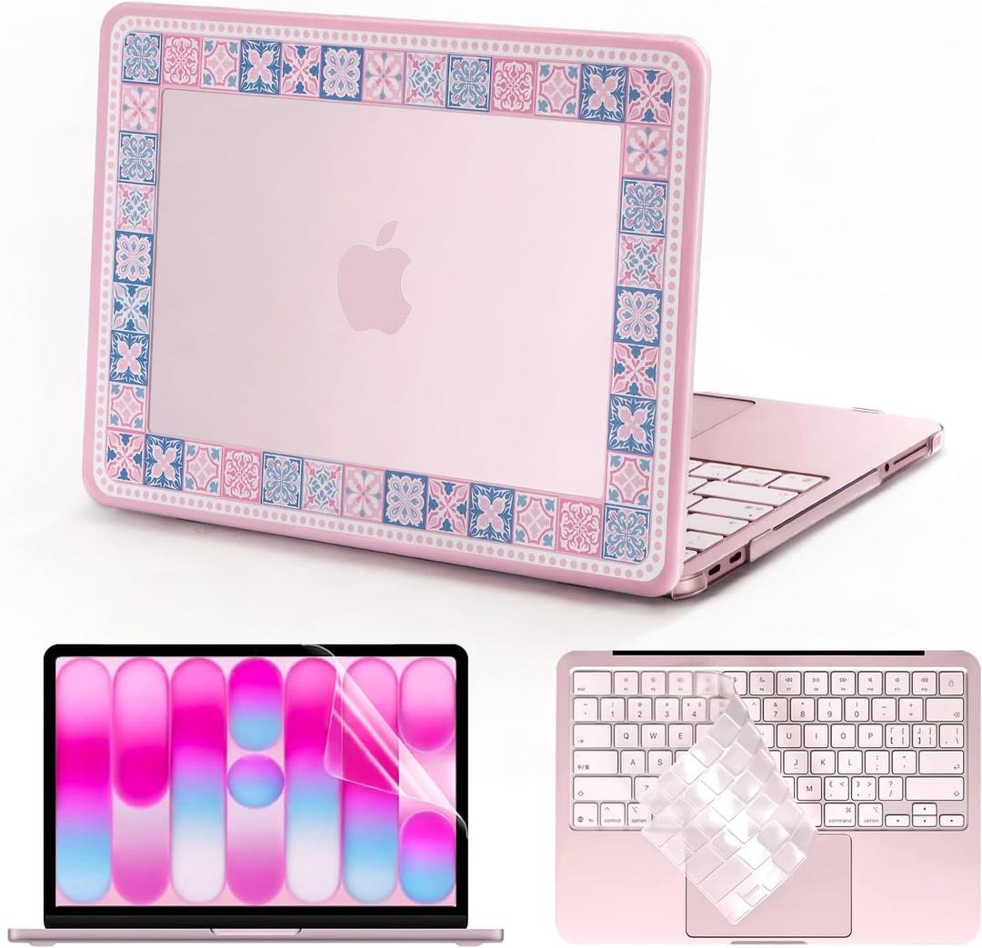 for 2026 MacBook Neo 13-inch A3404 Case, Matte Hard Plastic Cover, Slim Lightweight Anti-Scratch Smudge Resistant Shell, Minor Drop Protection with TPU Keyboard Cover & Screen Film (Pink)