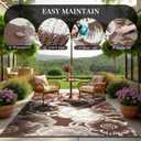 MontVoo Outdoor Rug 8x10 Waterproof Patio Rug-Outdoor Carpet Mat Reversible Plastic Straw Outside Outdoor Rug for RV Camping Picnic Beach Balcony Backyard Pool Deck Farmhouse Floral Beige Brown