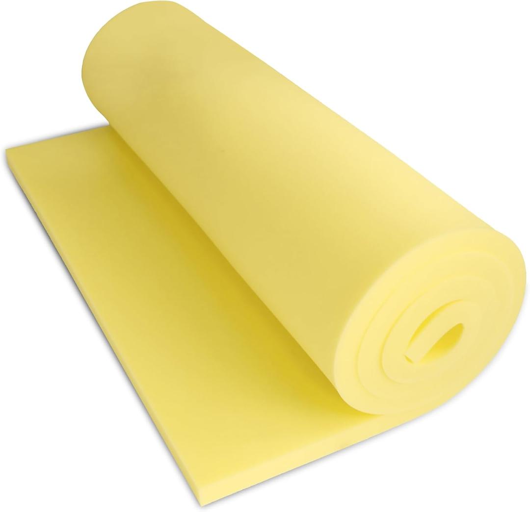 Yellow Foam Board, High-Density Upholstery Foam for Couch Cushion Replacement, Foam Padding for Cushions, Furniture, and DIY Projects, Durable Foam Pad for Chairs, Sofas, and Egg Crate Foam Inserts (79x39x1 IN)